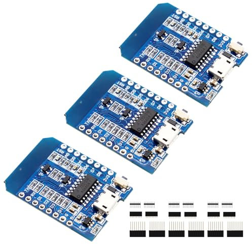 QIQIAZI ESP8266 Scheda di Sviluppo, Mini NodeMCU WiFi ESP8266-12F CH340G WLAN Modulo con CH340G, con micro USB porta, compatibile con Arduino (3PCS)