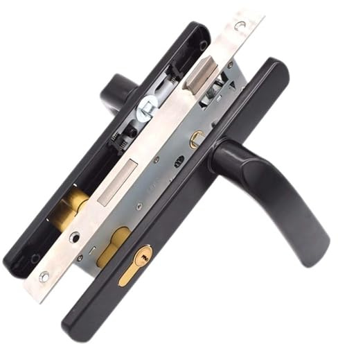 Stainless Steel Mortice Sashlock with Euro Lever Handle - Silent Door Lock for Home Security Bedroom with Keys - Black Shaped Cylinders