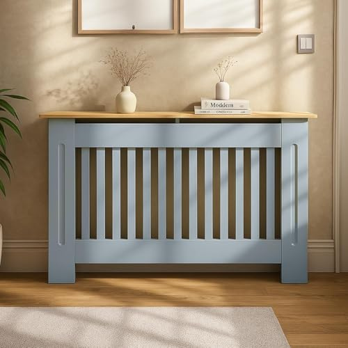 BELOFAY Grey Radiator Cover | Stylish & Compact Radiator Shelf with Top Surface | Space-Saving & Heat-Efficient Design | Perfect for Modern Homes | Easy Assembly (Medium, Classic Wood)