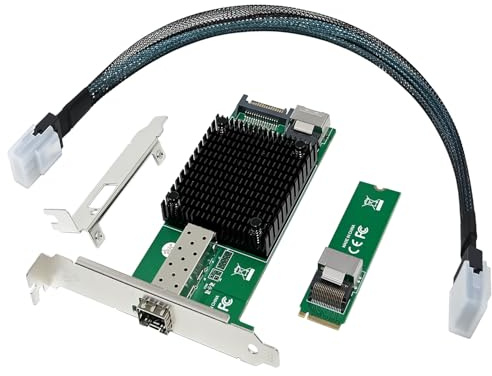 10G M.2 NVMe（M Key SFP+ PCIe X4 Netwrok Card with Intel 82599(X520-DA1) Controller,10gb RJ45 Ethernet NIC Industrial Adapter with SFF-8087 Cable/Low Profile Bracket Support PXE&UEFI