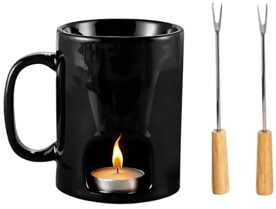 Gcerfby per Fonduta di Cioccolato, Resistente al Calore, 18x17x17 Cm, Mini per Fondere in Ceramica Multifunzione con Forchetta, per Fondere Cioccolata Calda, Design Facile da Pulire, per Imm