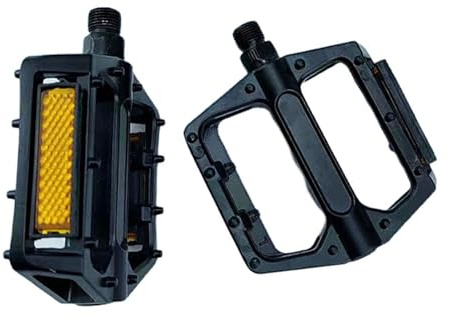 Mountain Bike Pedals with Reflectors Strips, Non-Sli-p Aluminium Mountain Bicycle Pedal, 9/16 Inch Bearing Platforms Pedal for Most Adult BMX, MTB, Racing Bikes