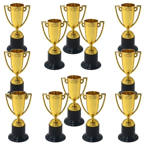 NHCDFA 12 PCS Mini Trophies, Mini Trophy Cups for Classroom Awards, Sports Tournaments, Birthday Parties and Summer Camps, 9.5 x 6 x 4.8 cm Achievement Trophies
