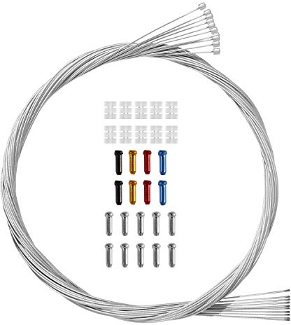 10 x Fahrrad Universal Schaltzug mit 10 x Endhülsen Endkappen aus Stahl Schaltseil Set für Fahrrad Rennrad 1.2mm 2.05m