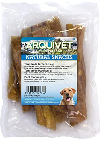 ARQUIVET Tendine di Vitello per Cani - Sacchetti 250 gr - Snack 100% Naturali - Masticabile