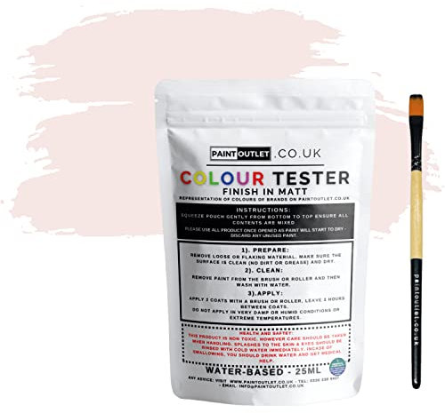 HQC Paint Wall and Ceilings Matt | Sample Colour Tester Potwith Brush | Quick Drying Quality Interior Paint | Contemporary Finish | Baby Pink Colour 25ml