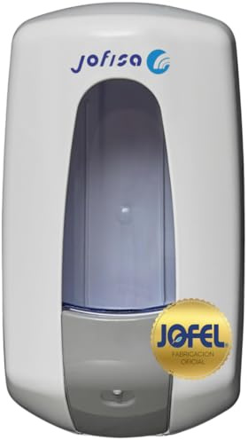 JOFISA x JOFEL Dispensador Jabon baño Aitana Blanco de Pared – Jabonera baño Antigoteo, Dispensador jabon Cocina Profesional.