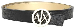 Armani Exchange Damen Bicolor, Logo Buckle Belt, Black/Gold, M