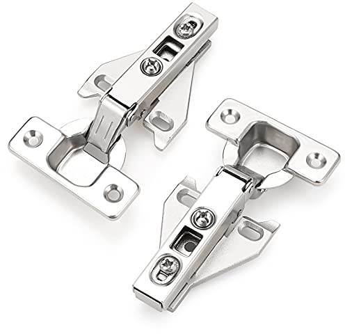 Probrico Soft Opening Kitchen Cabinet Hinges 2 Pairs (4 Pieces), Brushed Satin Nickel Face Frame Mounting Concealed Hinges for Kitchen Cupboard Hardware, with Mounting Screws