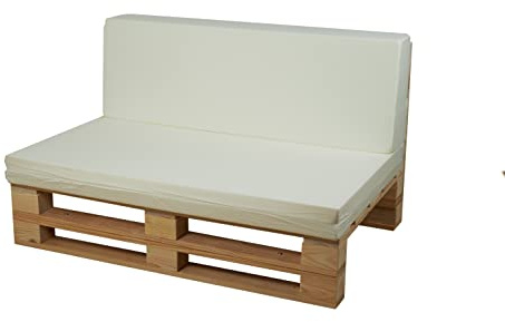 Conjunto Completo de Sofa de palets + Conjunto de Cojines (Microfibra, Beige, 100x60cm)