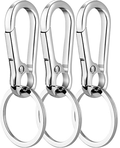 Rainspire Key Ring Keychain Keyrings Key Chain Holder Clip Key Organizer Key Chain Ring for Men and Women, 3 Pack, Silver
