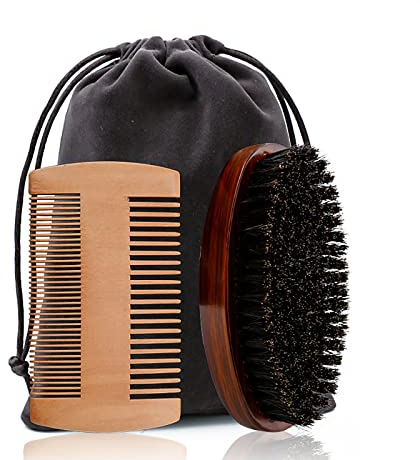 2 Stück Herren Bartpflegeset Bürste Kamm Schere mit Aufbewahrungstasche Bart Wachstum Styling Geschenkset Tragen Sie Bartöl und Conditioner für eine bessere Haarpflege auf.