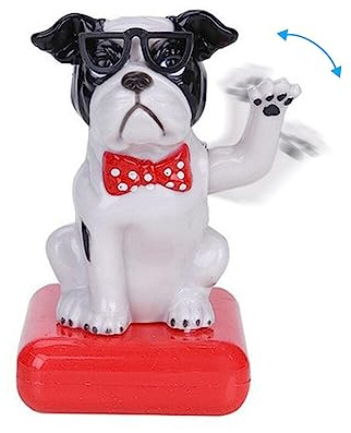 LICHENGTAI Giocattolo Danzante Solare, Decorazione Cruscotto Auto, Figura di Cane dei Cartoni Animati, Oscillante Solare, Ornamento per Auto Cruscotto, Bianco e Marrone