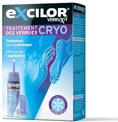 EXCILOR - VERRUXIT - Cryo Traitement des verrues - Cryothérapie gelant la verrue jusqu'à la racine - Mains et pieds - 50 ml