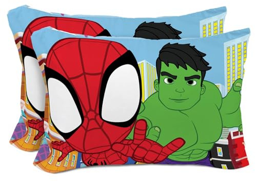 Sunny Side Up Marvel Spidey & His Amazing Friends 2 Pack Reversible Pillowcases - Double Sided Pillow Covers Features Spiderman, Ghost Spider & Miles Morales, Kids Super Soft Superhero Bedding