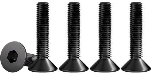 Drenky Tornillo Avellanado Negro M4 X 25 mm, 50 Piezas Tornillos De Cabeza Avellanada Norma DIN 7991 / ISO 10642 Tornillos Avellanados con Hexágono Interior Acero Inoxidable A2 V2A, Rosca Completa