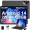 Tablet 10 Pollici Android 14 con 22 GB RAM + 128 GB ROM(Espandibile Fino a 1 TB), Widevine L1, 8000mAh, Octa-Core 2.0 GHz, 5G Wi-Fi, GPS, USB-C, HD Tablet con Tastiera + Mouse + Custodia, Grigio