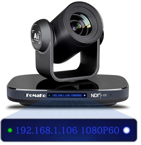 FoMaKo NDI PTZ Kamera, KI-Auto-Tracking 30x Optischer Zoom 1080P 60FPS, mit 3G-SDI/HDMI/USB3.0/LAN(NDI HX3, NDI 6, PoE), für Live-Gottesdienst, Bildung, Live Events YouTube OBS Live Streaming (KN30)