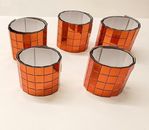 600 mini quadrati a specchio autoadesivi, 10 x 10 mm, in vero vetro, adesivi decorativi, accessori fai da te, specchi, piastrelle a mosaico (arancione specchio, 600 pezzi)