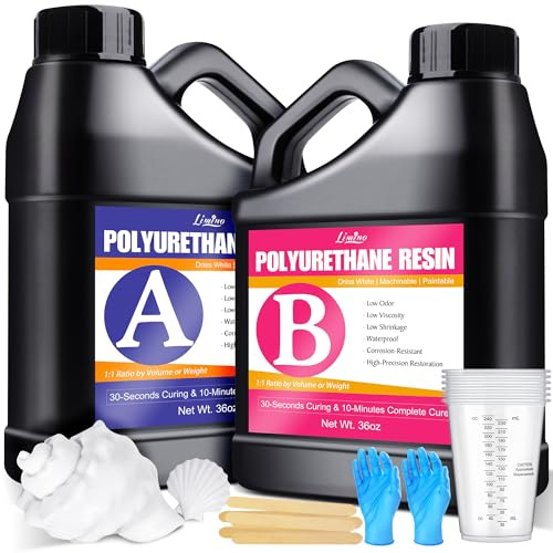 Resina de Poliuretano - Kit de Resina de Fundición 2 Componentes de 2000g de Curado Rápido, Resina Blanca para Pintar, Baja Viscosidad y Bajo Olor, Adecuada para Fundir Modelos, Prototipos, Figuras