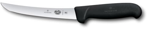 Victorinox Fibrox - Coltello da disossamento affilato per carne e pollame, 15 cm, lama curva, sottile, in acciaio inox, colore: Nero
