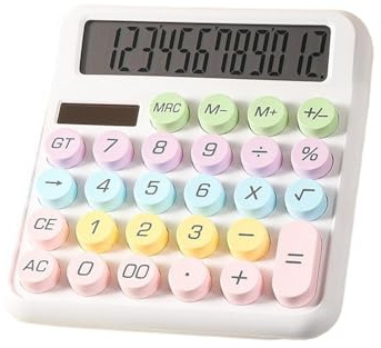 Calculadora Infantil Contador Solar De 12 Dígitos con Botones Redondos | Calculadora Para Niños Escolares Para Escritorio Hogar Escuela Aula Universidad Trabajo Negocios Viajes Aire Tienda