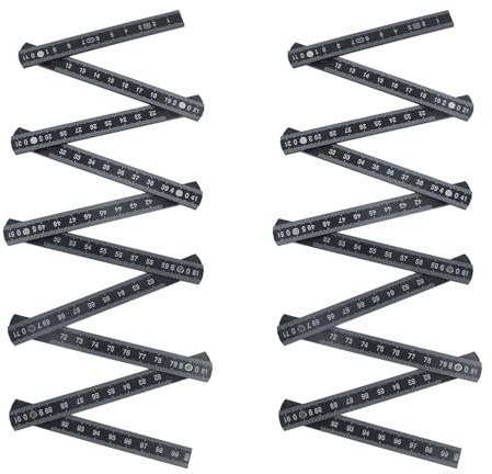 T Tulead Craftsman Folding Measuring Ruler 1m/39.37 Length Black Foldable Ruler Woodworking ABS Metric Ruler Pack of 2