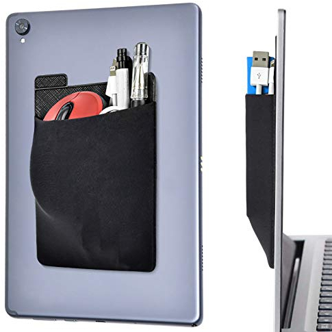 Newseego Portable External Hard Drive Carrying Case,Pouch Holder for Computer Accessories,Stick-On Laptop Organizer Storage Pocket for External Hard Drive,Wireless Mouse,Cables and Earphones,Black