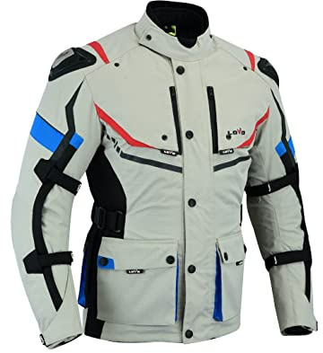 LOVO - Giacca Moto Tricapa 4 Stagioni Uomo - Giacca Moto Uomo con Protezioni Omologate per Inverno e Estate - Giubbotto ad Alta Protezione Lunghezza 3/4 - Funzionalità e Sicurezza Totale, grigio, 6XL