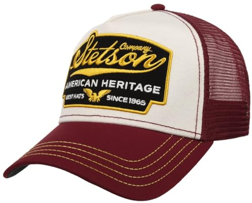 Stetson American Heritage Trucker Cap Herren Snapback mit Netzeinsatz Meshcap Sommer Winter Baseball Bordeaux One Size Small