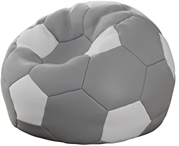 Mirjan24 Sitzsack Akimbo, Indoor Sitzkissen, Sessel, Gamer Kissen, Lounge Kissen, Sitzsack für Erwachsene und Kinder, Kunstleder, Sitzkissen für Kinderzimmer, Kindergarten (Grau + Weiß)