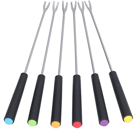 6 St¨¹ck 9, gabeln, fonduegabeln 1-Zoll-Fondue-St?bchen Fondue-Gabeln Fondue-Edelstahl-best?ndige Lange Gabeln f¨¹r Kuchen, Schokolade, Obst, K?sefondue, Edelstahl-Fondue