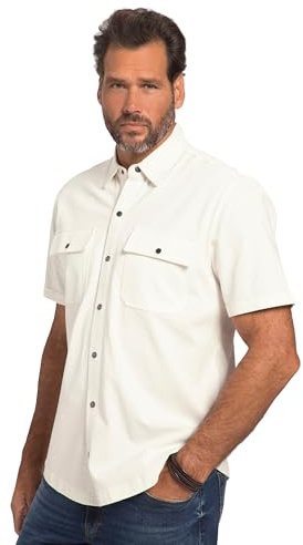 JP 1880 Chemise en Jersey, Manches Mi-Longues, Col Kent, Coupe Moderne Chemises Homme
