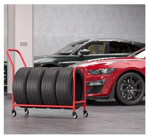 SRNSAEB Reifenrega Reifenständer Bewegliches Universalrad-Lagerregal, Robustes Rollendes Reifenregal for Garage/Keller/Werkstätten, Reifen-Lagerregal-Ausstellungsständer, Belastbar Mit 100 Kg