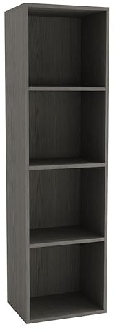 URBNLIVING Tier Wooden Bookcase Shelving Display Storage Shelf Unit Wood Shelves (Cedar Grey, 4 Shelf)