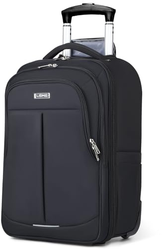 Lekespring Rolling Backpack for Adults,18 Inch Waterproof Carry-on Back pack with Wheels, Wheeled Carry-on Luggage, Travel Bag for Men Women， Trolley Laptop Backpacks, Black Large