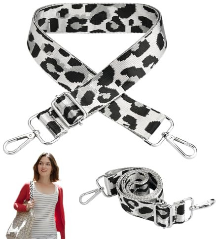 Damen Taschengurte zum Wechseln,Verstellbar 75-135cm Nylon Schulterriemen,Taschengurt mit Karabiner,Breiter Schultertaschengurt,Ersatz Handtasche Schulterriemen, für Crossbody(Leoparden-Muster)