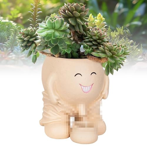 Maceta oscilante, Macetero para suculentas con Cara Sonriente, Maceta con diseño de Cara Sonriente, Macetas con Cara Sonriente para jardín, Macetero con cara oscilante, para Interiores y Exteriores
