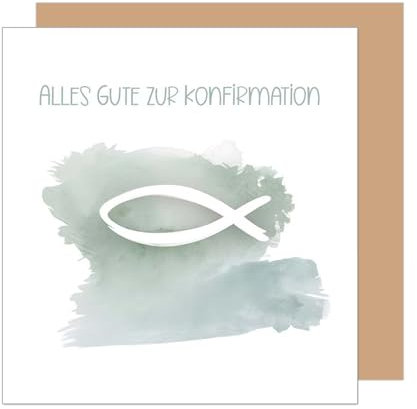 Edition Seidel Premium quadratische Glückwunschkarte zur Konfirmation mit Umschlag. Konfirmationskarte Karte Grußkarte Junge Mädchen Jugendliche Fisch (KFQ103 SW025)