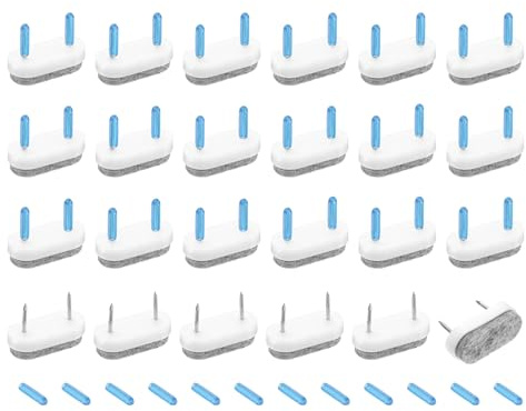 QUARKZMAN 24 Piezas de Almohadillas de Fieltro con Clavos, Almohadillas Rectangulares Redondeadas Deslizadores para Muebles Protectores para Pisos de Muebles Patas de (18mm, Blanco)