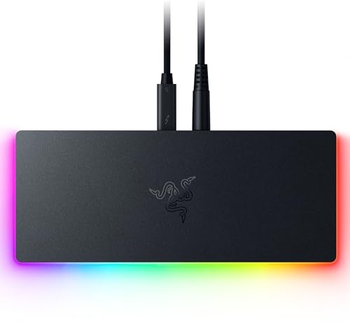 Razer Thunderbolt 5 Dock Chroma: 11 Port Docking Station with M.2 SSD Slot - 120Gbps Transfer Speeds - 3X 4K Displays at 144 Hz on TB5/4 Laptops - 140W PD Charging - Active Cooling - TB Share - Black