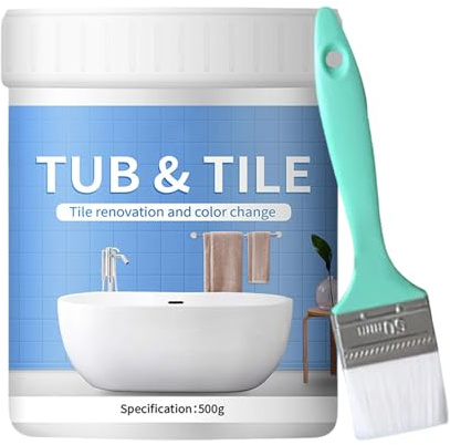 Lueear Vernice per rifinire vasche e piastrelle, kit di vernice per piastrelle del bagno, kit di riparazione ad asciugatura rapida per metallo, doccia, mobili, scheggiature e, 500 g