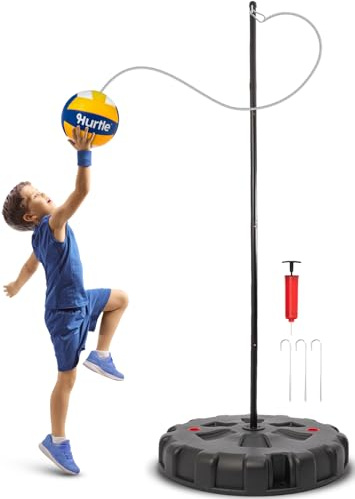 Hurtle tetherball-set med boll och rep – portabel tetherball med robust bas och justerbar stålstolpe 1,2–2,7 m – verktygsfri montering för barn och vuxna, utomhusspel för familjen i trädgården