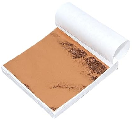 DUNSBY bladguld 50 st imitation guld splitter koppar folie papper gör-det-själv harts ljus gips hantverk blad platt förgyllning blad (50 st roséguld guld)
