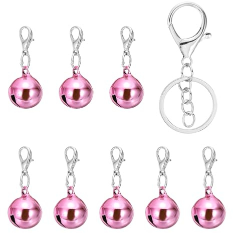 PATIKIL 8 PCS Per Cane,Mini Campanellino Per Gatto Piccolo Campanellino Per Animali Domestici Portachiavi Campanellini Carini Metallo Alla Rinfusa Sonaglio Forte Per Collare Rosa