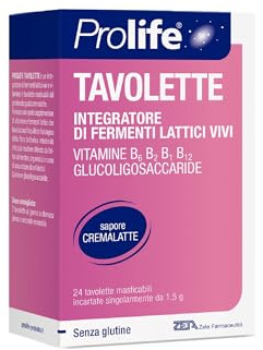 Prolife - Tavolette Probiotici per Bambini, Promuove la Regolarità Intestinale, Senza Glutine e con gradevole gusto cremalatte, 24 Tavolette Masticabili