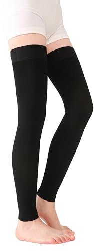 TOFLY® Medical Thigh High Compression Stockings Footless for Women & Men, Opaque Support Hose, 20-30mmHg Graduated Compression Socks with Silicone Band for Varicose Veins, Edema, DVT, 1 Pair Black M