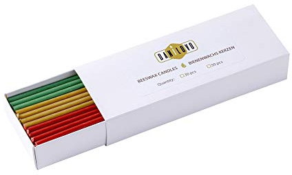Danilovo Bougies à la cire d'abeille (multicolores) – Bougies orthopédiques pour prière, rituels, décoration de table – Non toxique, suie – Sans goutte, produits durables (30, hauteur 18,5 cm)