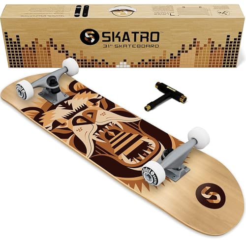 SKATRO - Patineta Completa Pro Skateboard de 78.7 cm. Edades de la Tabla de Patinaje: Adultos, niños, niñas, Principiantes y niños