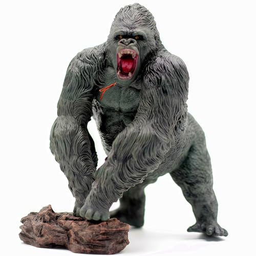 Higherbros Gorilla Toys with Realistic Rock Action Figure Rampage Gorilla Fight Mode Gorilla Ape Solid Wild Animal Figurines for Role Playing Story Telling Toy and Birthday for Kids